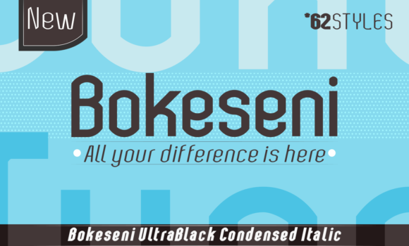 Bokeseni UltraBlack Condensed Italic Font - Featured Image