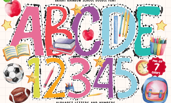 Bright Rainbow School Doodle Font - Featured Image
