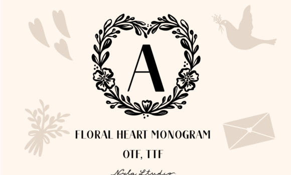 Floral Heart Monogram Font - Featured Image