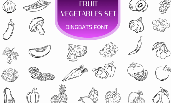 Fruit Vegetables Set Font - Featured Image