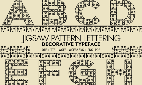 Jigsaw Pattern Lettering Font - Featured Image
