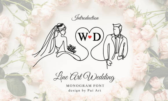 Line Art Wedding Monogram Font Fonts Free Download Line Art Wedding Monogram Font - Featured Image