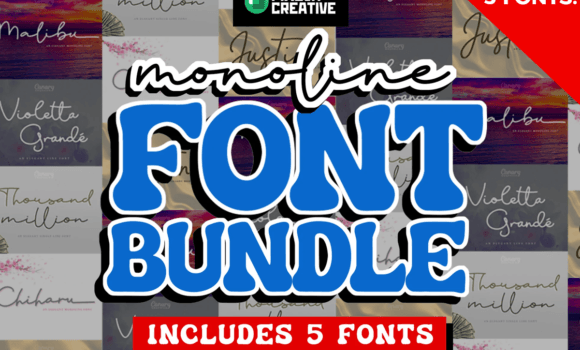 Monoline 5 Script Bundle Font - Featured Image