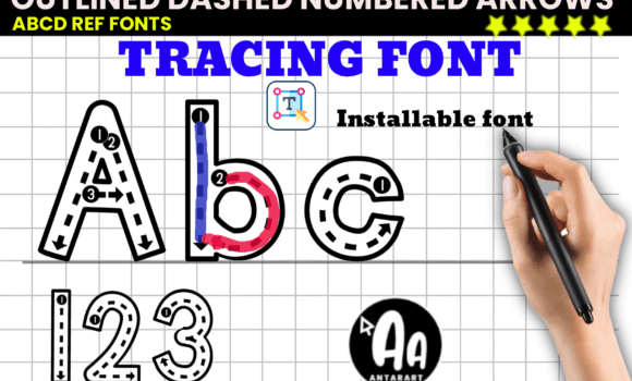 Outlined Dashed Numbered Arrows Tracing Font Fonts Free Download Outlined Dashed Numbered Arrows Tracing Font - Featured Image