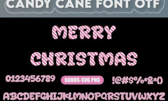 Pink Candy Cane Alphabet Font - Featured Image
