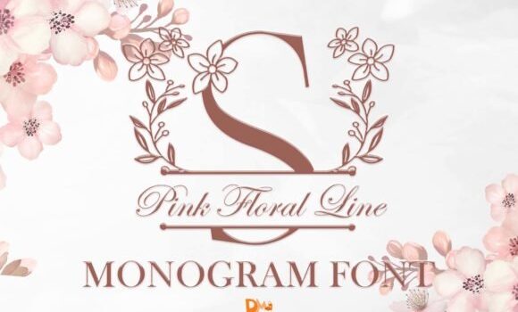 Pink Floral Line Monogram Font Fonts Free Download Pink Floral Line Monogram Font - Featured Image